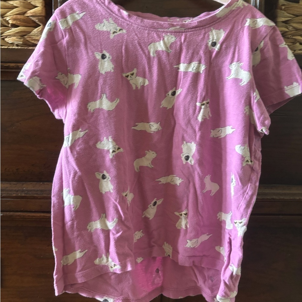 Old Navy pink dog print short sleeve tee in size M